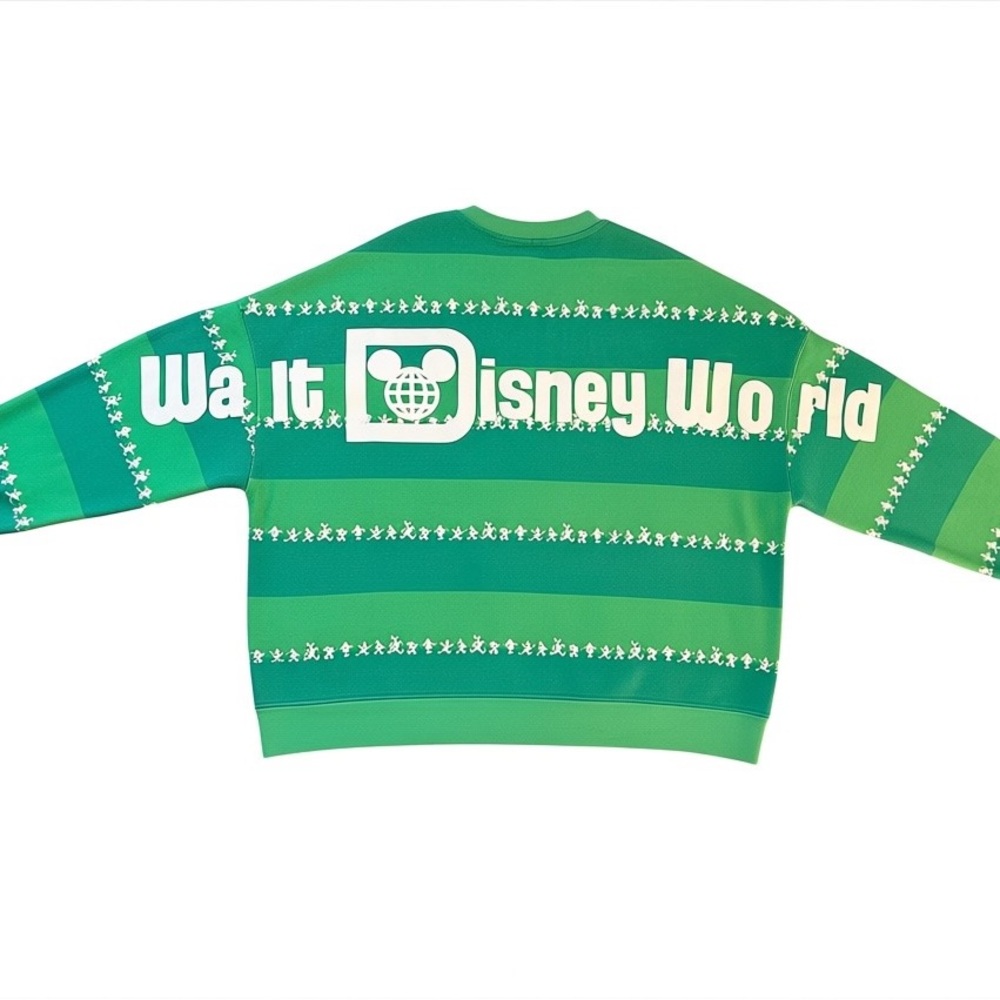 Disney World Sweatshirt Pullover Green Graphic Logo Back Cozy